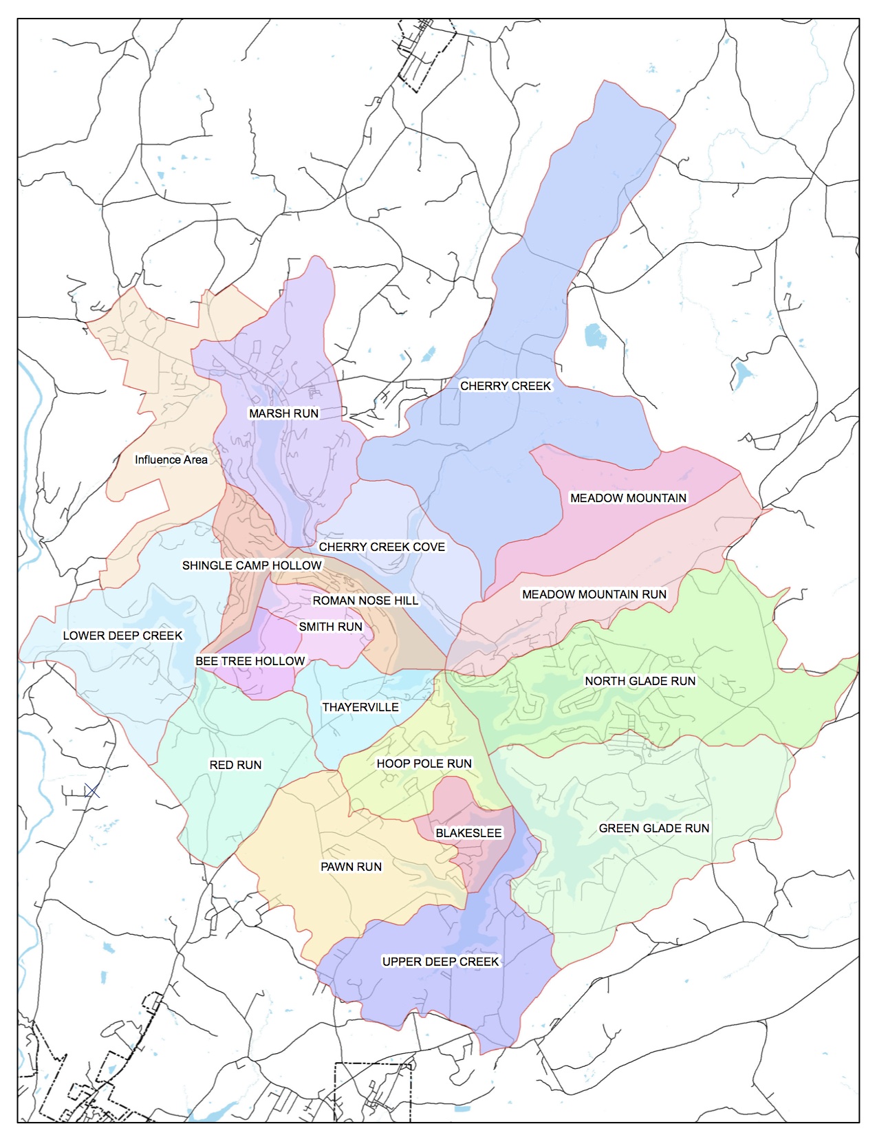 Sub-watersheds of Deep Creek Lake